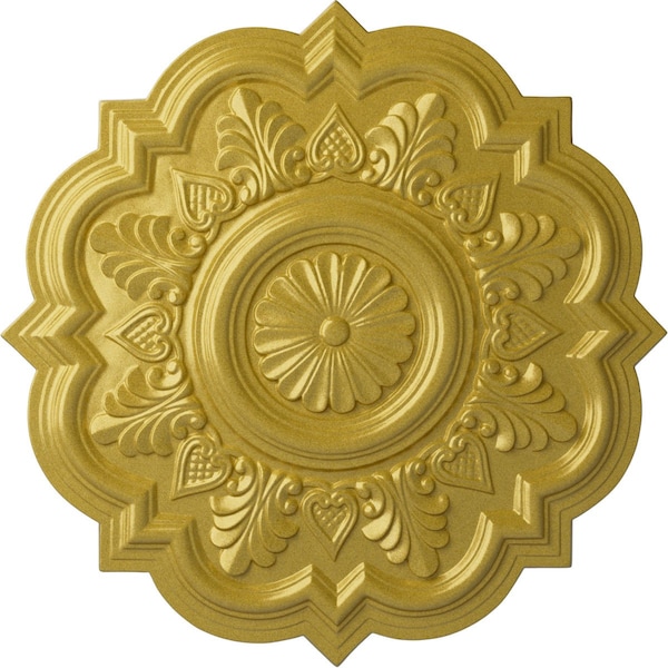 Ekena Millwork Deria Ceiling Medallion (Fits Canopies up to 6"), Hand-Painted Rich Gold, 20 1/4"OD x 1 1/2"P CM20DRRGS - main